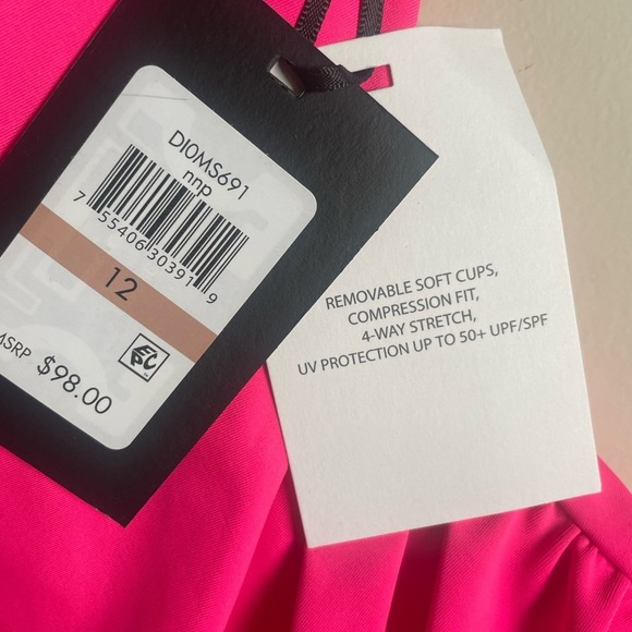 DKNY Women's sz 12 Ruffle Plunge Underwire Tummy Control One Piece Swimsuit - Picture 9 of 16